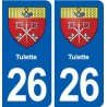 26 Tulette blason autocollant plaque stickers ville