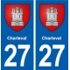 27 Charleval blason autocollant plaque stickers ville