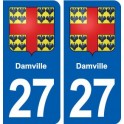 27 Damville blason autocollant plaque stickers ville