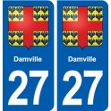 27 Damville blason autocollant plaque stickers ville
