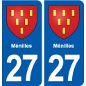 27 Ménilles blason autocollant plaque stickers ville