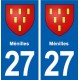 27 Ménilles blason autocollant plaque stickers ville