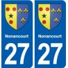 27 Nonancourt blason autocollant plaque stickers ville