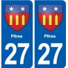 27 Pîtres blason autocollant plaque stickers ville
