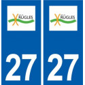 27 Rugles logo autocollant plaque stickers ville