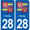 28 Cherisy blason autocollant plaque stickers ville