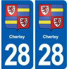 28 Cherisy blason autocollant plaque stickers ville