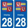 28 Cherisy blason autocollant plaque stickers ville