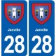 28 Janville blason autocollant plaque stickers ville