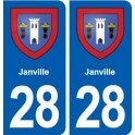 28 Janville blason autocollant plaque stickers ville