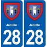 28 Janville blason autocollant plaque stickers ville