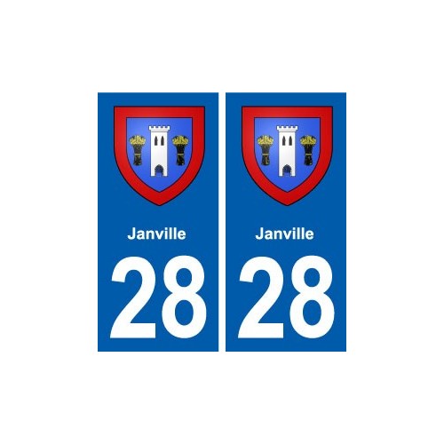 28 Janville blason autocollant plaque stickers ville