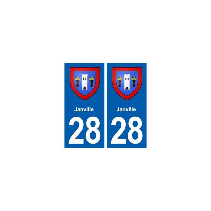 28 Janville blason autocollant plaque stickers ville