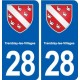 28 Tremblay-les-Villages blason autocollant plaque stickers ville