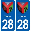 28 Yèvres blason autocollant plaque stickers ville