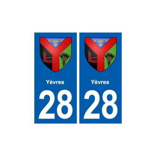 28 Yèvres blason autocollant plaque stickers ville