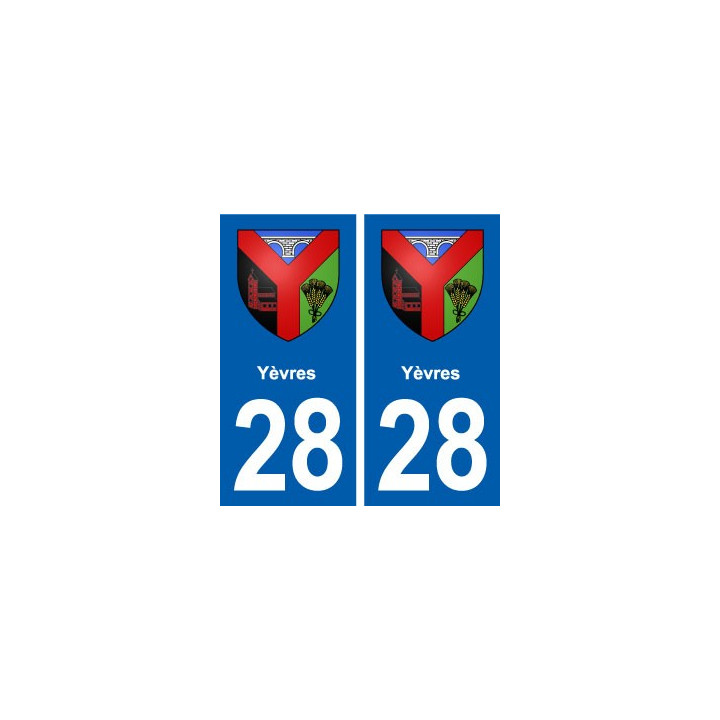 28 Yèvres blason autocollant plaque stickers ville