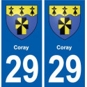 29 Coray blason autocollant plaque stickers ville