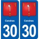 30 Cendras blason ville autocollant plaque stickers