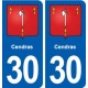 30 Cendras blason ville autocollant plaque stickers