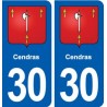 30 Cendras blason ville autocollant plaque stickers