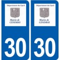 30 Cendras logo ville autocollant plaque stickers