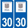 30 Cendras logo ville autocollant plaque stickers