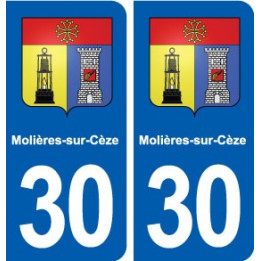 30 Molières-sur-Cèze blason  ville autocollant plaque stickers