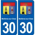 30 Molières-sur-Cèze blason  ville autocollant plaque stickers