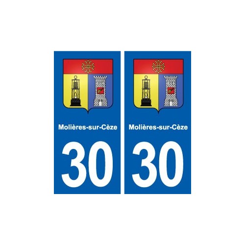 30 Molières-sur-Cèze blason  ville autocollant plaque stickers