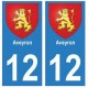 12 Aveyron departement autocollant plaque