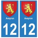 12 Aveyron etiqueta engomada de la placa de escudo de armas el escudo de armas de pegatinas departamento