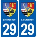 29 Le Drennec blason  autocollant plaque stickers ville