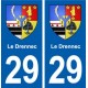 29 Le Drennec blason  autocollant plaque stickers ville