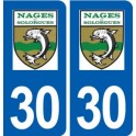 30 Nages-et-Solorgues logo ville autocollant plaque stickers