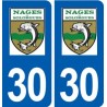 30 Nages-et-Solorgues logo ville autocollant plaque stickers
