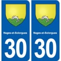 30 Nages-et-Solorgues blason ville autocollant plaque stickers