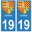 19 Corrèze de la etiqueta engomada de la placa de escudo de armas el escudo de armas de pegatinas departamento