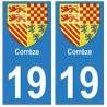 19 Corrèze autocollant plaque blason armoiries stickers département