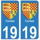 19 Corrèze autocollant plaque blason armoiries stickers département
