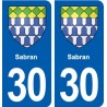 30 Sabran blason ville autocollant plaque stickers