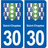 30 Saint-Chaptes blason ville autocollant plaque stickers