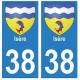 38 isere blason autocollant plaque