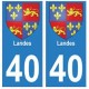 40 Landes autocollant plaque