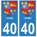 40 Landes adesivo piastra stemma coat of arms adesivi dipartimento