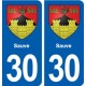 30 Sauve blason ville autocollant plaque stickers
