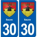 30 Sauve blason ville autocollant plaque stickers