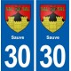 30 Sauve blason ville autocollant plaque stickers