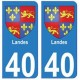 40 Landes autocollant plaque