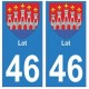 46 Lot autocollant plaque blason armoiries stickers département